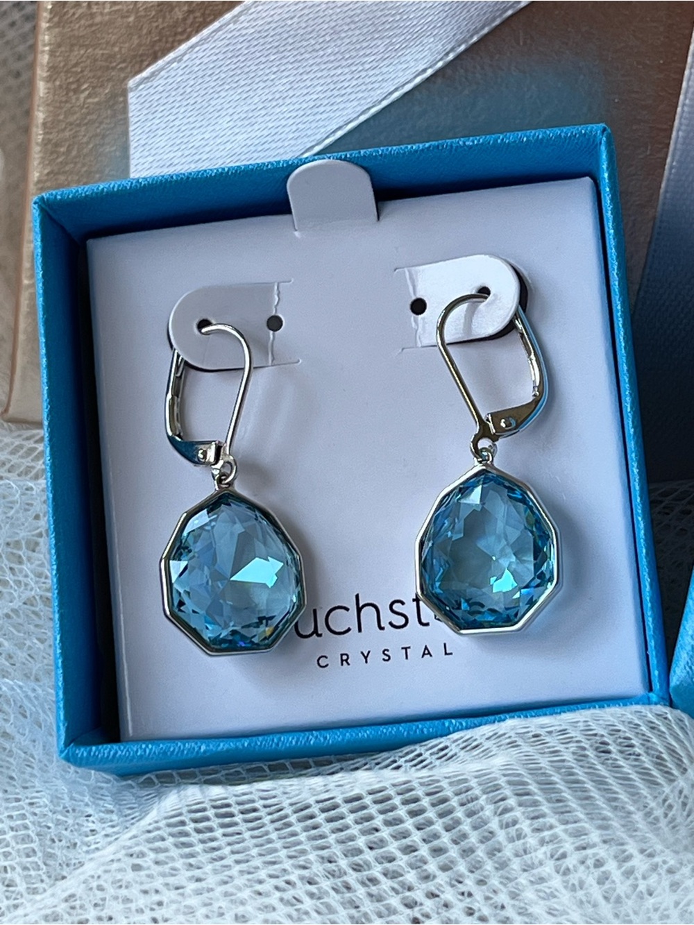 Touchstone Crystal by Swarovski Blue Crystal 💎 “Enchanted” 💎 Drop Earrings, NWT